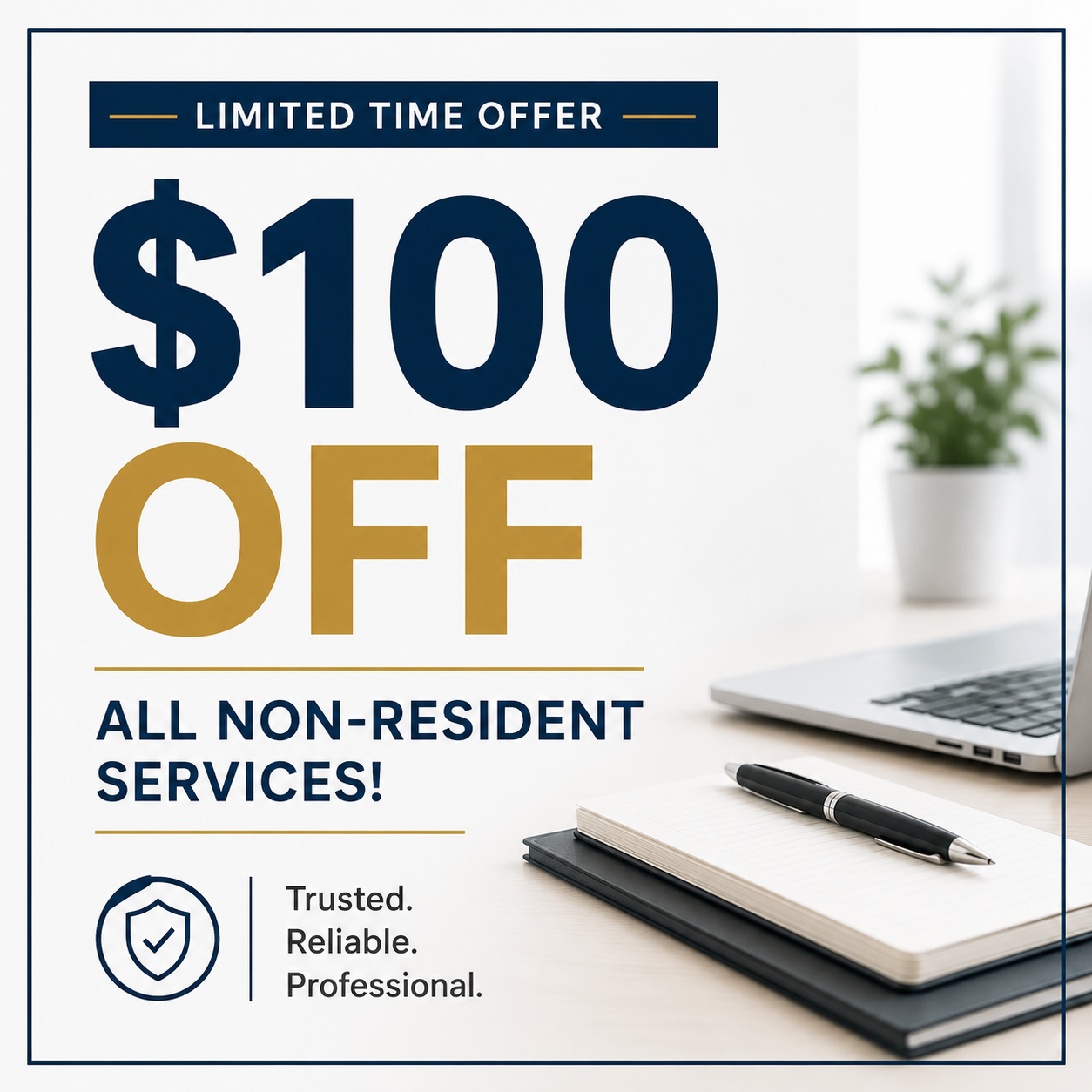 $100 off all non-resident services